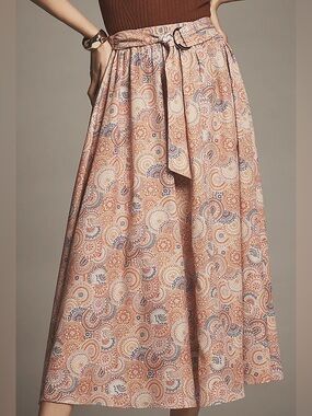 bishop + young Peach Paisley Tie-Waist Maxi Skirt
